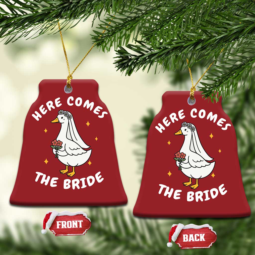Silly Goose Bride Christmas Ornament Funny Goose Lovers TS10 Bell Flake Red Print Your Wear