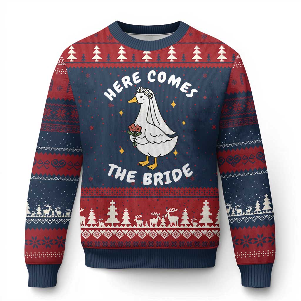 Silly Goose Bride Ugly Christmas Sweater Funny Goose Lovers TS10 Navy Red Print Your Wear