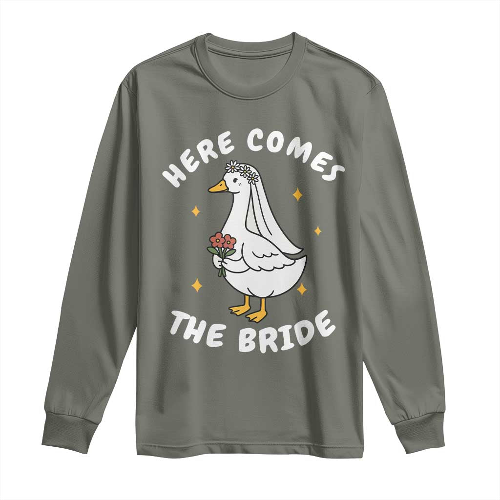 Silly Goose Bride Long Sleeve Shirt Funny Goose Lovers TS10 Military Green Print Your Wear