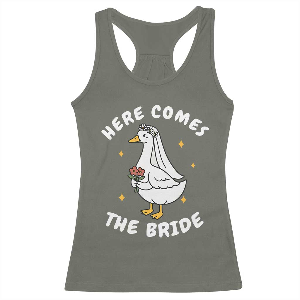 Silly Goose Bride Racerback Tank Top Funny Goose Lovers TS10 Military Green Print Your Wear