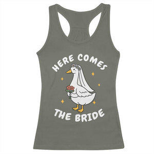 Silly Goose Bride Racerback Tank Top Funny Goose Lovers TS10 Military Green Print Your Wear