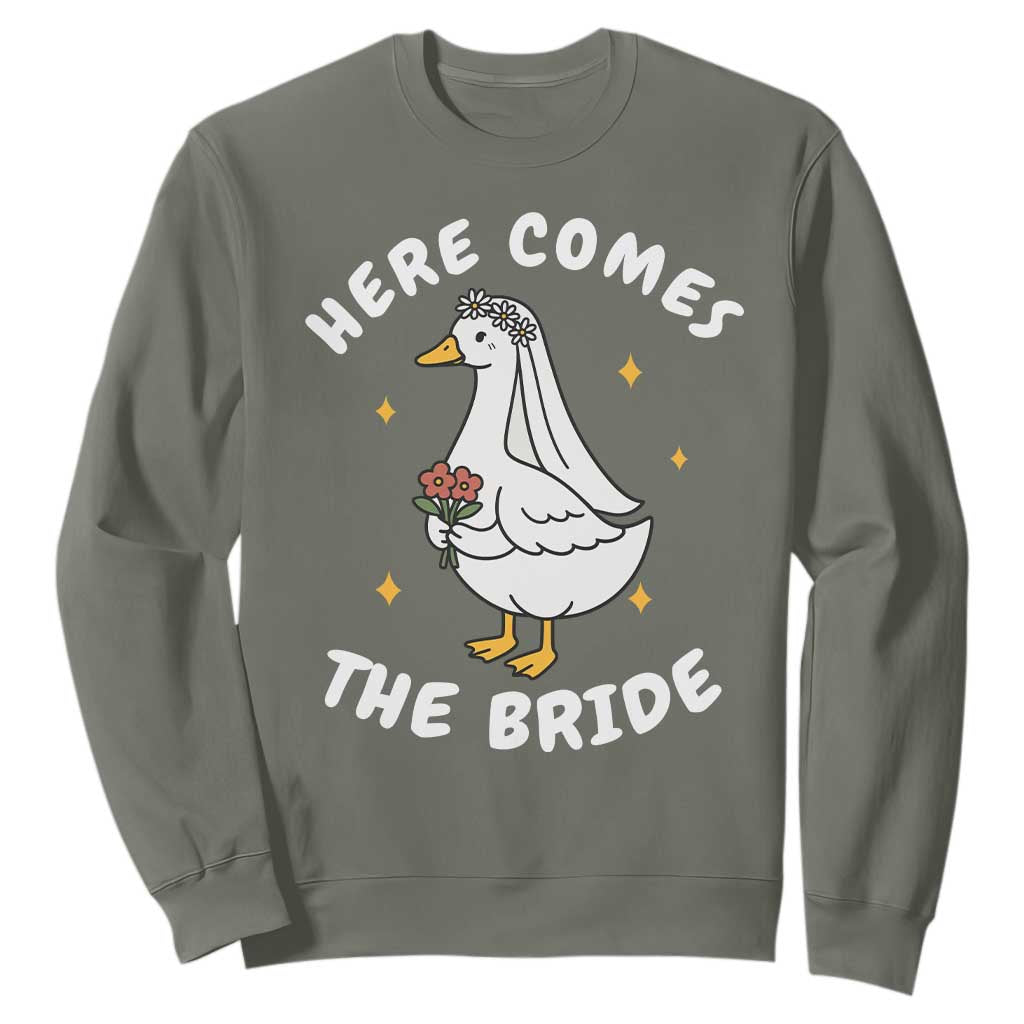 Silly Goose Bride Sweatshirt Funny Goose Lovers TS10 Military Green Print Your Wear