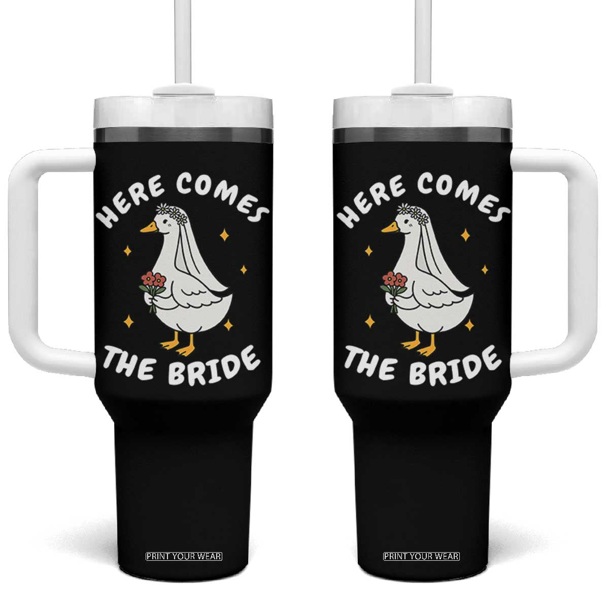 Silly Goose Bride Tumbler With Handle Funny Goose Lovers TS10 One Size: 40 oz Black Print Your Wear
