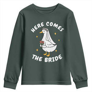 Silly Goose Bride Youth Sweatshirt Funny Goose Lovers TS10 Dark Forest Green Print Your Wear