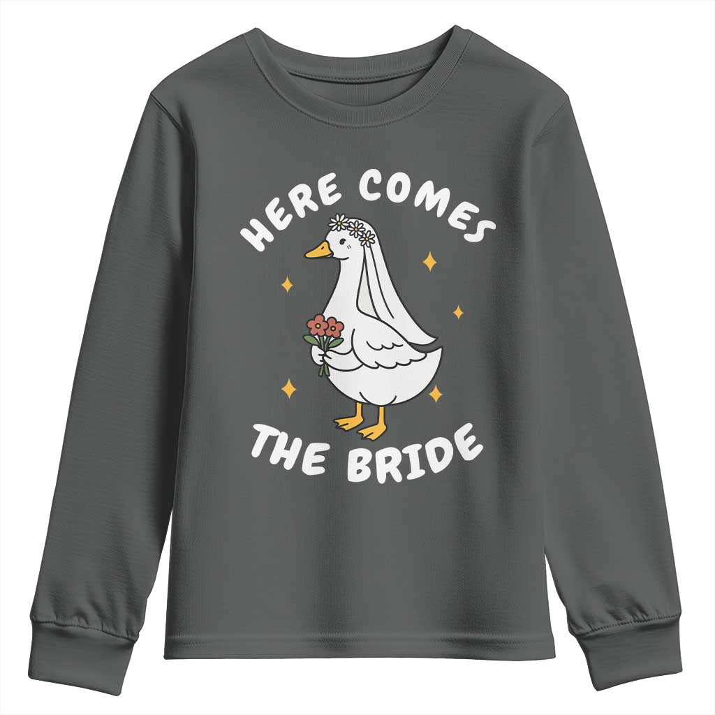 Silly Goose Bride Youth Sweatshirt Funny Goose Lovers TS10 Dark Heather Print Your Wear