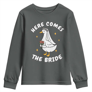 Silly Goose Bride Youth Sweatshirt Funny Goose Lovers TS10 Dark Heather Print Your Wear