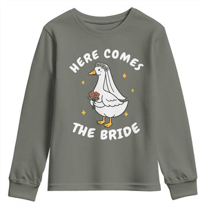 Silly Goose Bride Youth Sweatshirt Funny Goose Lovers TS10 Military Green Print Your Wear