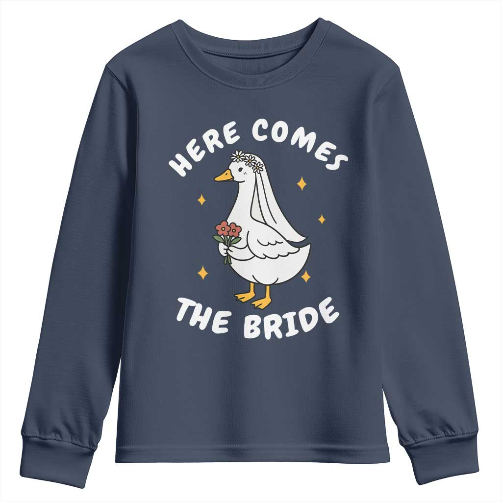 Silly Goose Bride Youth Sweatshirt Funny Goose Lovers TS10 Navy Print Your Wear