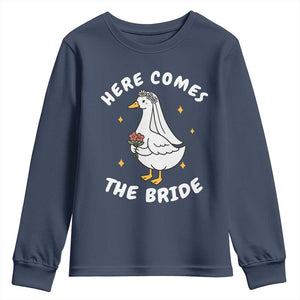 Silly Goose Bride Youth Sweatshirt Funny Goose Lovers TS10 Navy Print Your Wear