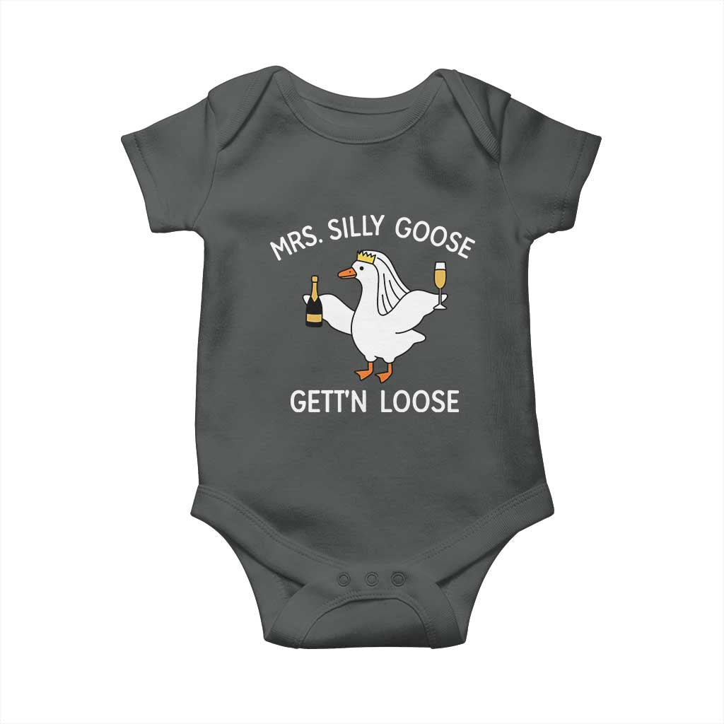 Mrs. Silly Goose Bride Baby Onesie Funny Goose Lovers TS10 Dark Heather Print Your Wear