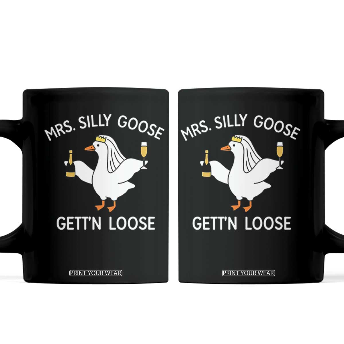 Mrs. Silly Goose Bride Coffee Mug Funny Goose Lovers TS10 Black Print Your Wear
