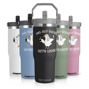 Mrs. Silly Goose Bride Flip Straw Tumbler Funny Goose Lovers TS10 Print Your Wear