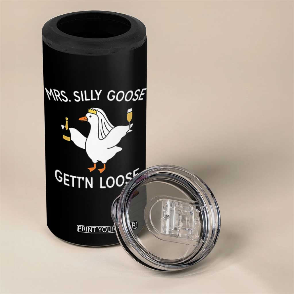 Mrs. Silly Goose Bride 4 in 1 Can Cooler Tumbler Funny Goose Lovers TS10 Print Your Wear