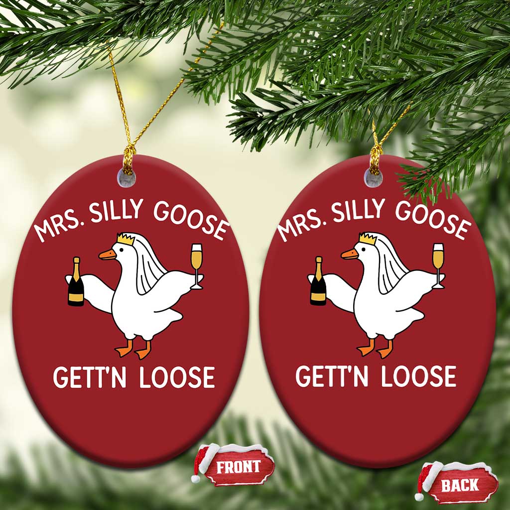 Mrs. Silly Goose Bride Christmas Ornament Funny Goose Lovers TS10 Oval Red Print Your Wear