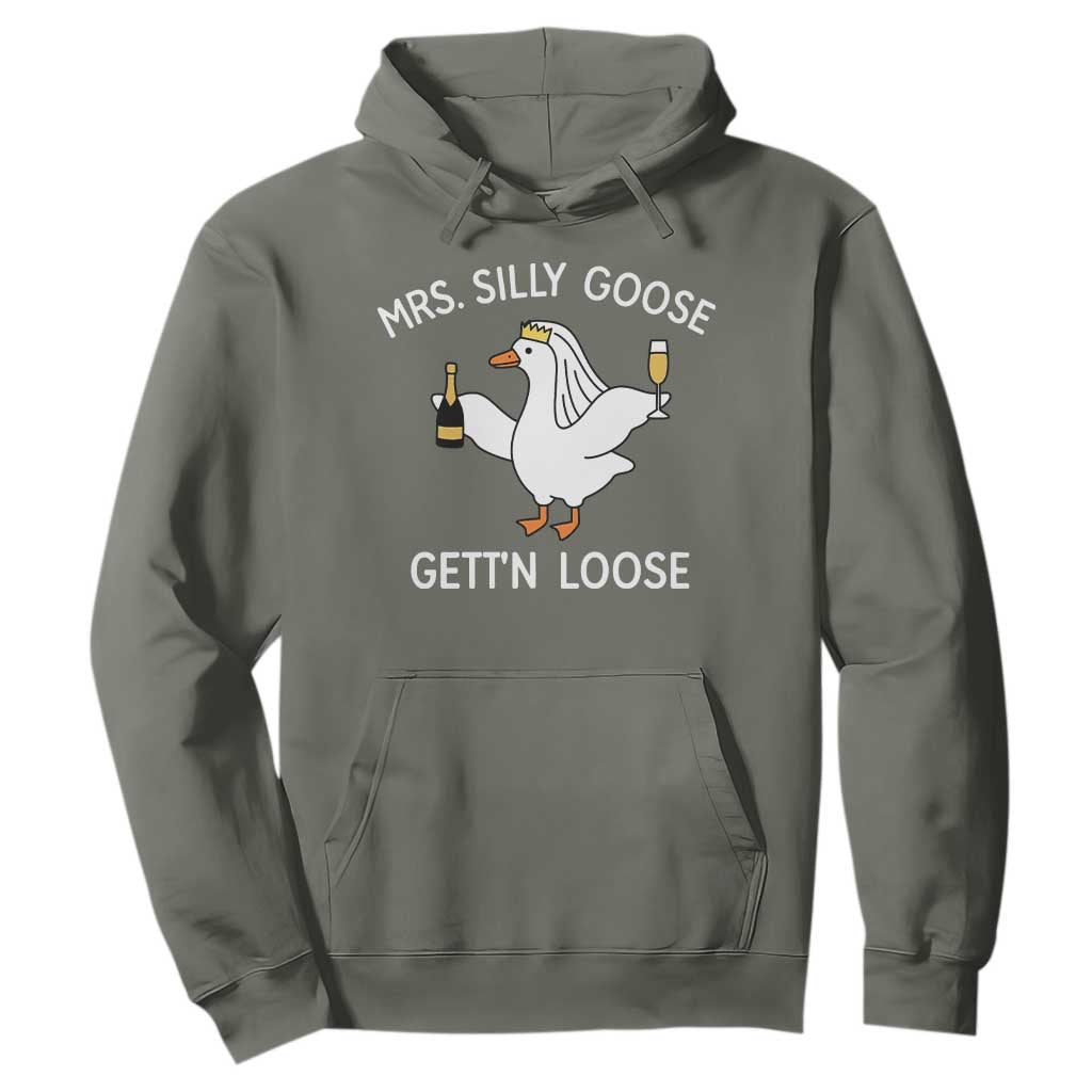 Mrs. Silly Goose Bride Hoodie Funny Goose Lovers TS10 Military Green Print Your Wear