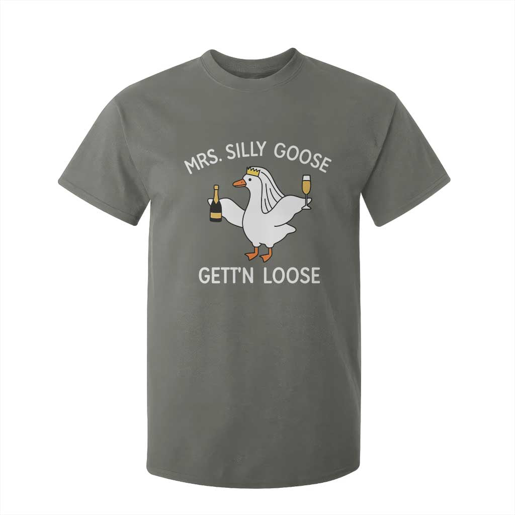 Mrs. Silly Goose Bride T Shirt For Kid Funny Goose Lovers TS10 Military Green Print Your Wear