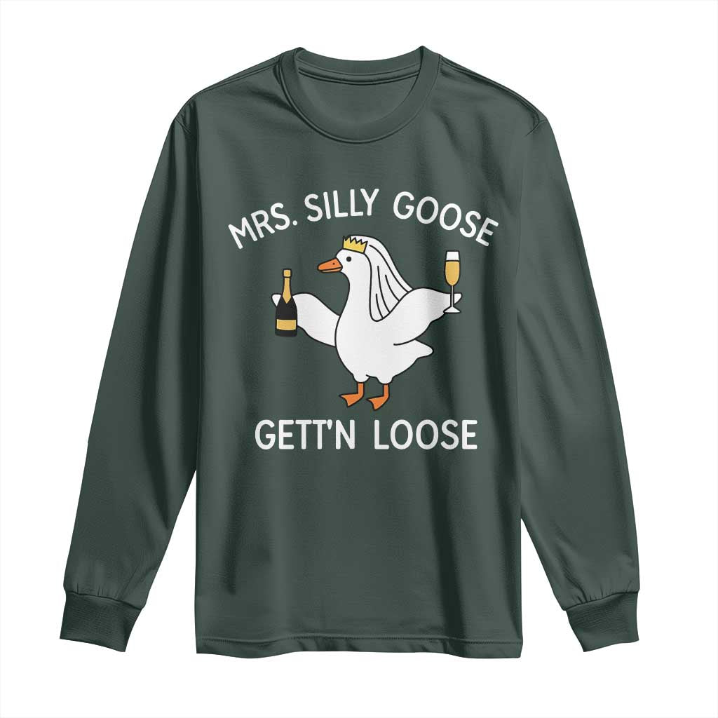 Mrs. Silly Goose Bride Long Sleeve Shirt Funny Goose Lovers TS10 Dark Forest Green Print Your Wear