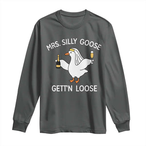 Mrs. Silly Goose Bride Long Sleeve Shirt Funny Goose Lovers TS10 Dark Heather Print Your Wear