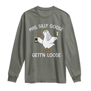 Mrs. Silly Goose Bride Long Sleeve Shirt Funny Goose Lovers TS10 Military Green Print Your Wear