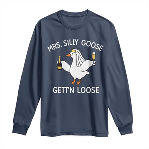 Mrs. Silly Goose Bride Long Sleeve Shirt Funny Goose Lovers TS10 Navy Print Your Wear