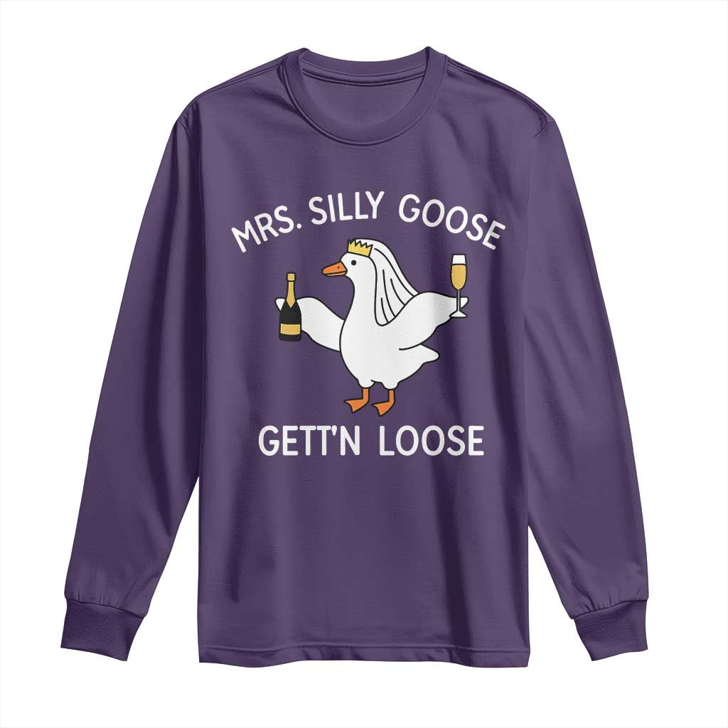 Mrs. Silly Goose Bride Long Sleeve Shirt Funny Goose Lovers TS10 Purple Print Your Wear