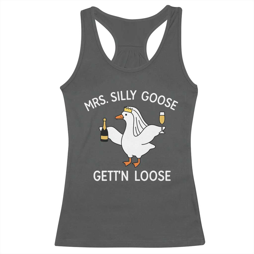Mrs. Silly Goose Bride Racerback Tank Top Funny Goose Lovers TS10 Dark Heather Print Your Wear