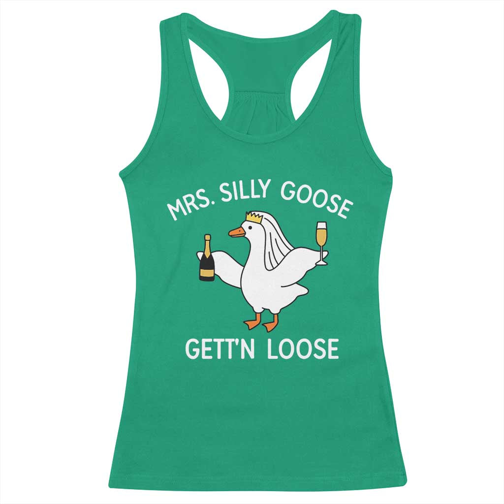 Mrs. Silly Goose Bride Racerback Tank Top Funny Goose Lovers TS10 Irish Green Print Your Wear