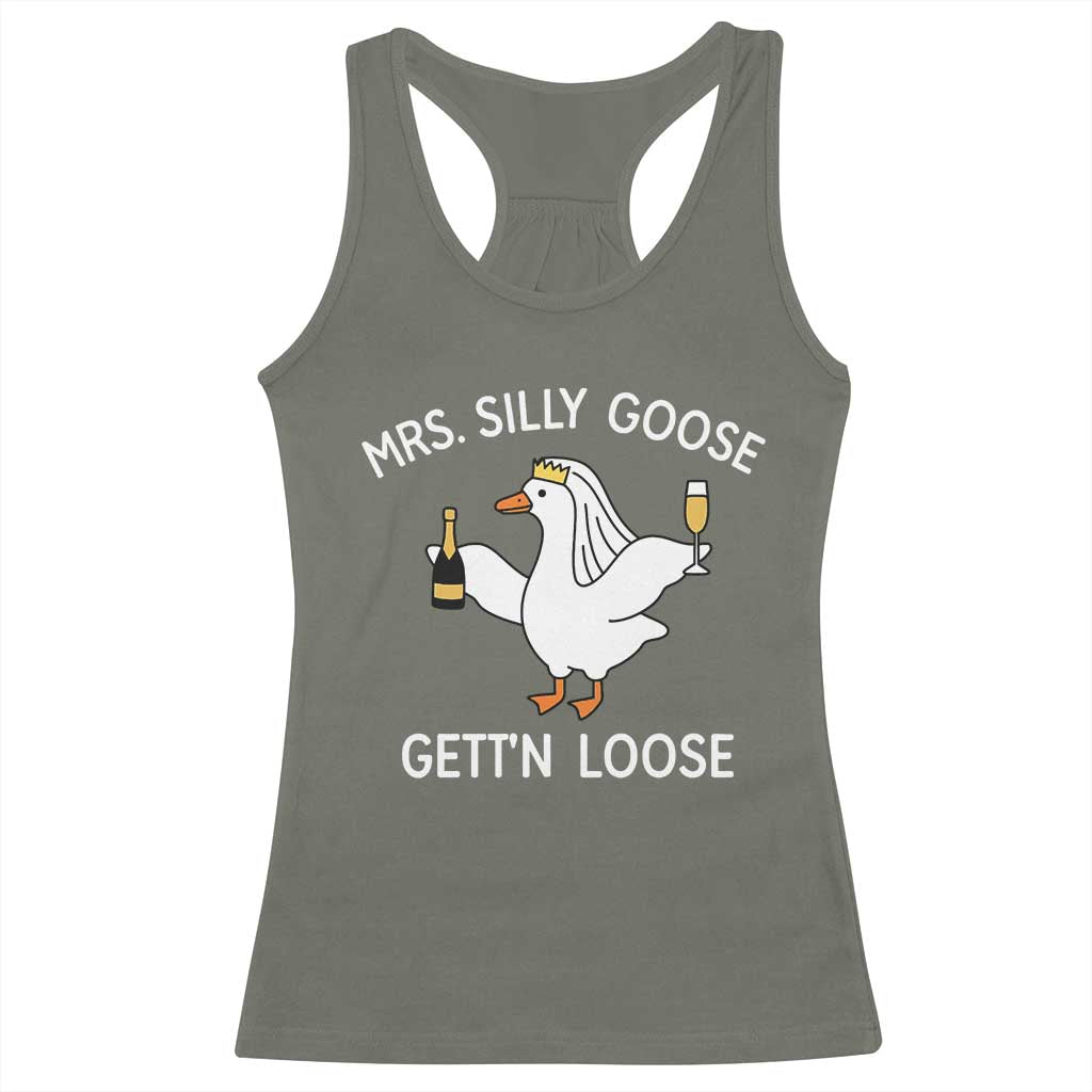 Mrs. Silly Goose Bride Racerback Tank Top Funny Goose Lovers TS10 Military Green Print Your Wear