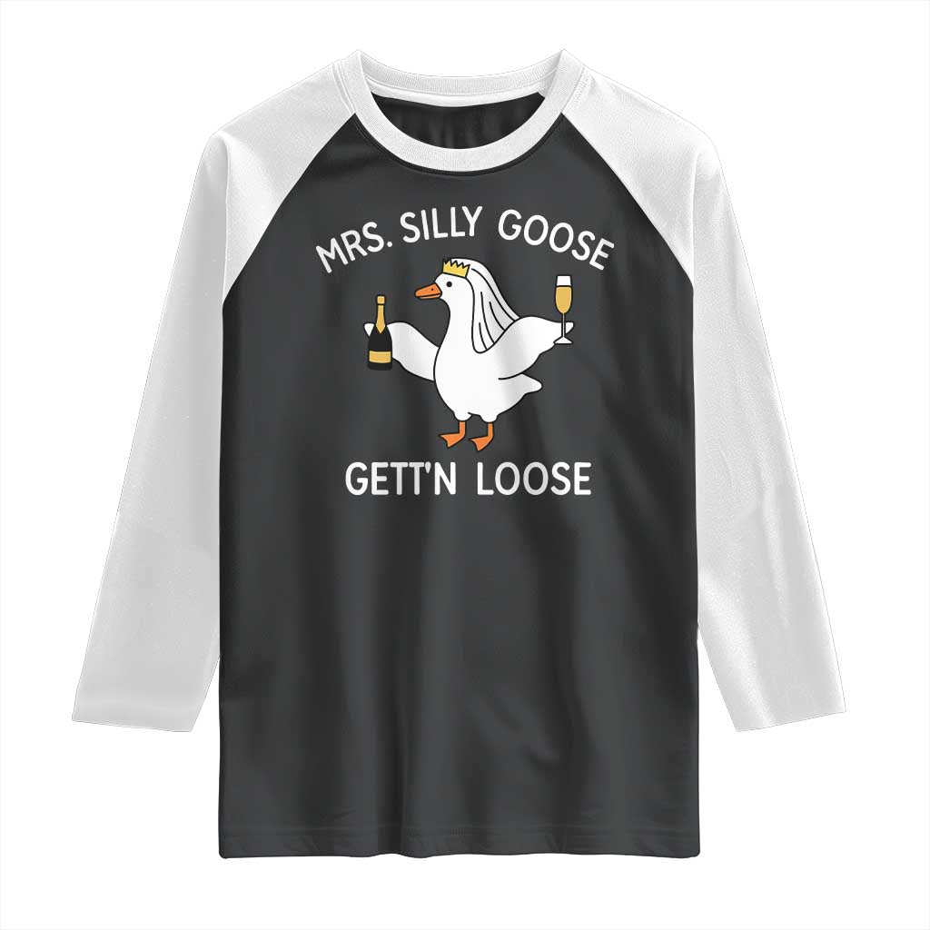 Mrs. Silly Goose Bride Raglan Shirt Funny Goose Lovers TS10 Black White Print Your Wear