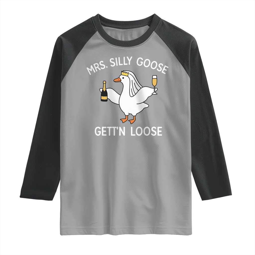 Mrs. Silly Goose Bride Raglan Shirt Funny Goose Lovers TS10 Sport Gray Black Print Your Wear