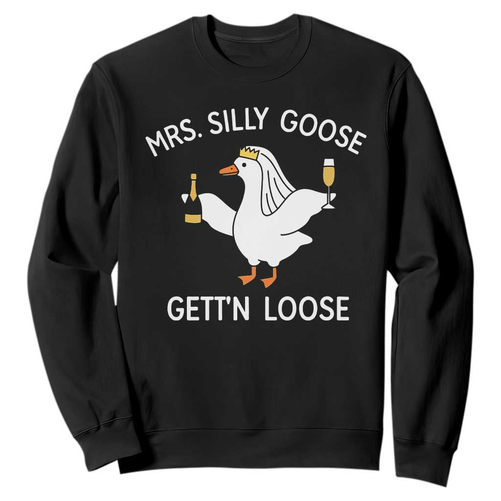 Mrs. Silly Goose Bride Sweatshirt Funny Goose Lovers TS10 Black Print Your Wear