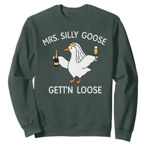 Mrs. Silly Goose Bride Sweatshirt Funny Goose Lovers TS10 Dark Forest Green Print Your Wear