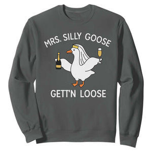 Mrs. Silly Goose Bride Sweatshirt Funny Goose Lovers TS10 Dark Heather Print Your Wear