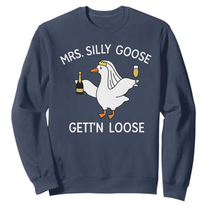 Mrs. Silly Goose Bride Sweatshirt Funny Goose Lovers TS10 Navy Print Your Wear