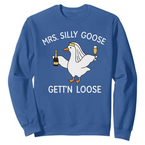 Mrs. Silly Goose Bride Sweatshirt Funny Goose Lovers TS10 Royal Blue Print Your Wear