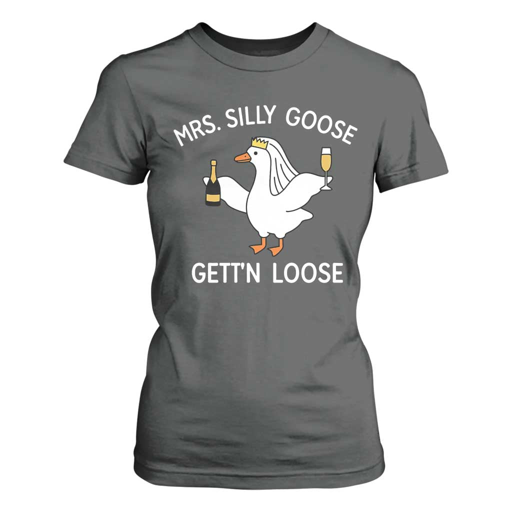 Mrs. Silly Goose Bride T Shirt For Women Funny Goose Lovers TS10 Dark Heather Print Your Wear