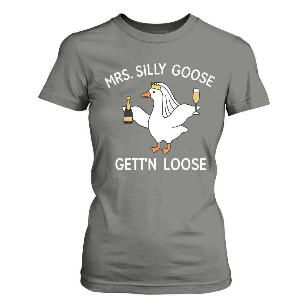 Mrs. Silly Goose Bride T Shirt For Women Funny Goose Lovers TS10 Military Green Print Your Wear