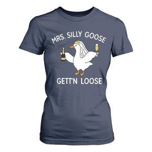 Mrs. Silly Goose Bride T Shirt For Women Funny Goose Lovers TS10 Navy Print Your Wear