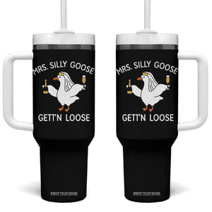 Mrs. Silly Goose Bride Tumbler With Handle Funny Goose Lovers TS10 One Size: 40 oz Black Print Your Wear