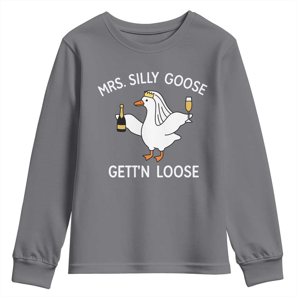 Mrs. Silly Goose Bride Youth Sweatshirt Funny Goose Lovers TS10 Charcoal Print Your Wear