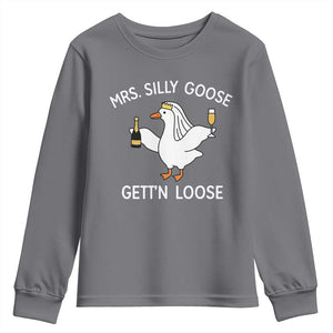 Mrs. Silly Goose Bride Youth Sweatshirt Funny Goose Lovers TS10 Charcoal Print Your Wear