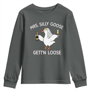 Mrs. Silly Goose Bride Youth Sweatshirt Funny Goose Lovers TS10 Dark Heather Print Your Wear