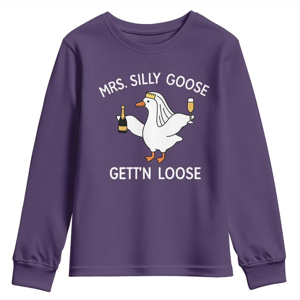 Mrs. Silly Goose Bride Youth Sweatshirt Funny Goose Lovers TS10 Purple Print Your Wear