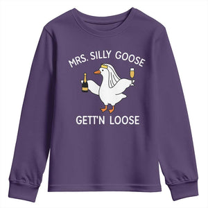 Mrs. Silly Goose Bride Youth Sweatshirt Funny Goose Lovers TS10 Purple Print Your Wear