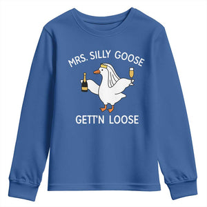 Mrs. Silly Goose Bride Youth Sweatshirt Funny Goose Lovers TS10 Royal Blue Print Your Wear