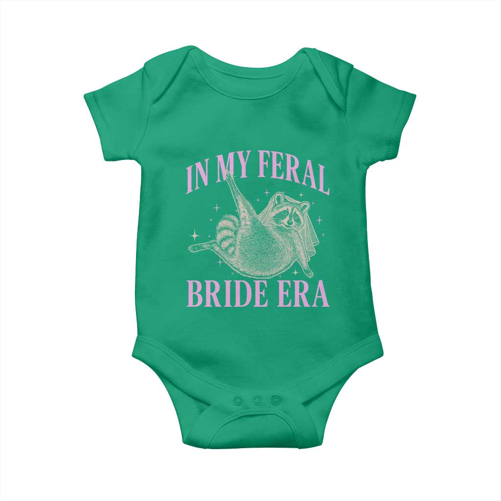 In My Feral Bride Era Baby Onesie Funny Raccoon TS10 Irish Green Print Your Wear
