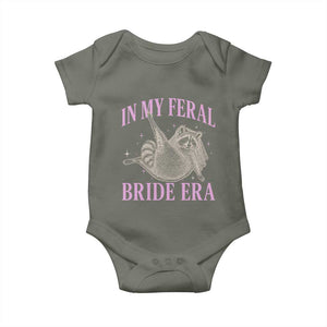 In My Feral Bride Era Baby Onesie Funny Raccoon TS10 Military Green Print Your Wear