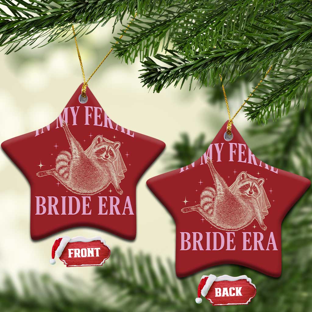 In My Feral Bride Era Christmas Ornament Funny Raccoon TS10 Star Red Print Your Wear