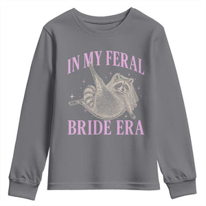 In My Feral Bride Era Youth Sweatshirt Funny Raccoon TS10 Charcoal Print Your Wear