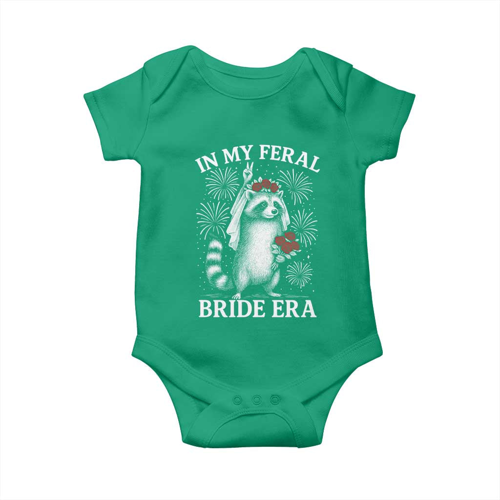 In My Feral Bride Era Baby Onesie Funny Raccoon Lovers TS10 Irish Green Print Your Wear
